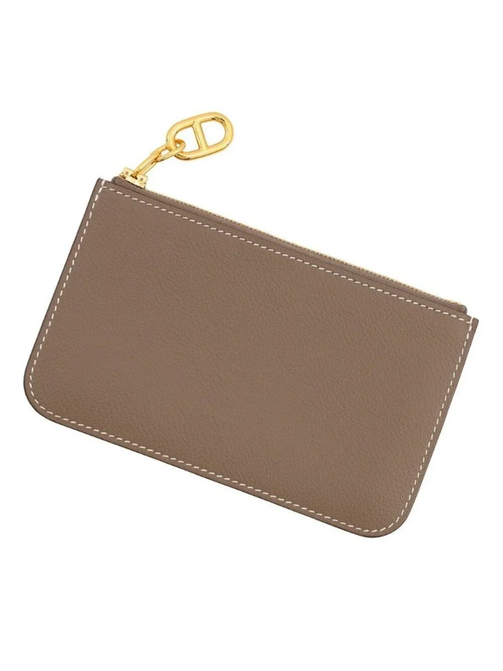 Hermes Card Case Zipengo Chaine D'Ancre Etoupe Gold Evercolor Wallet Set